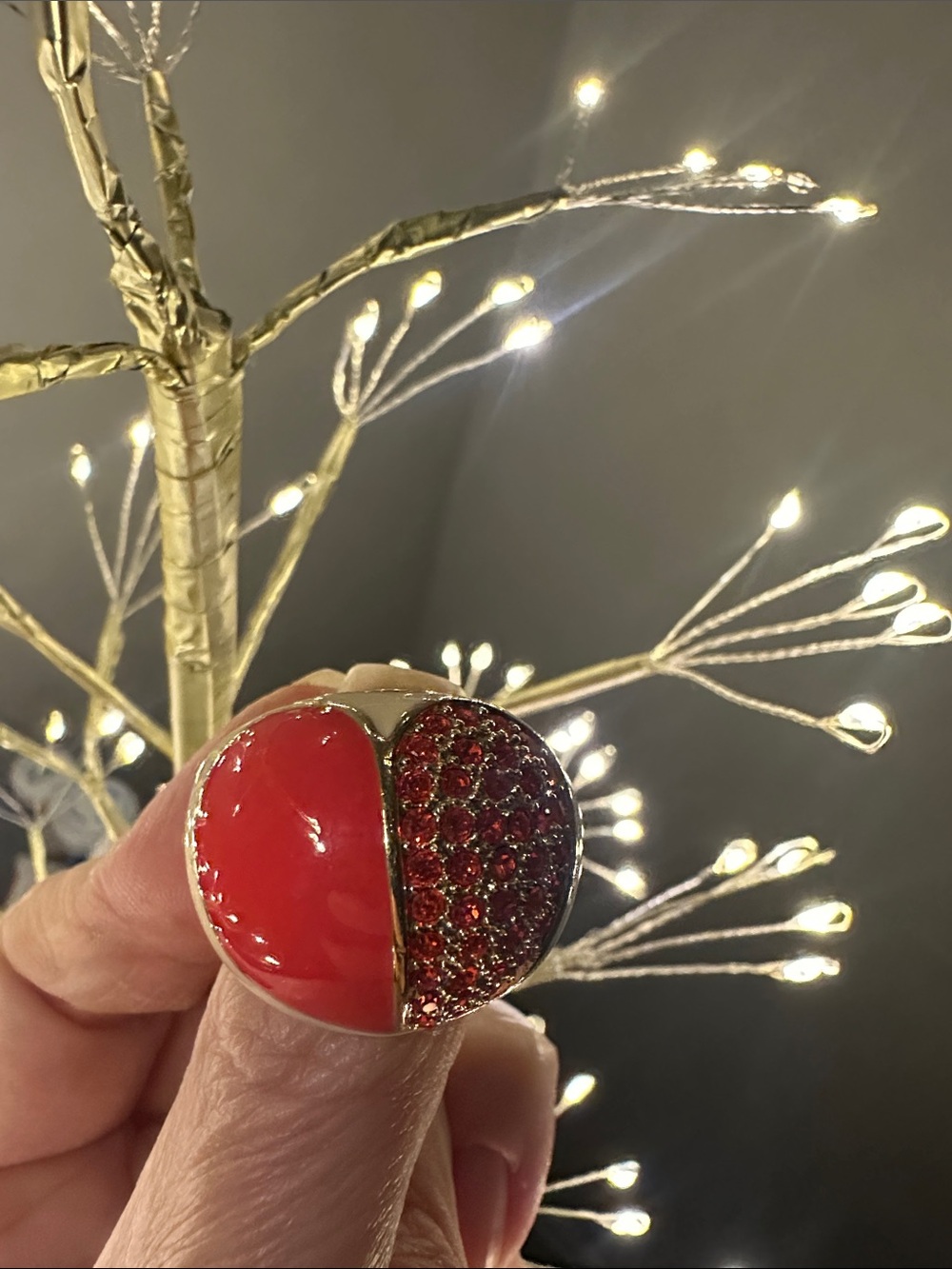 Marc by Marc Jacobs Red Heart Cocktail Ring with Red Crystal Pavé
